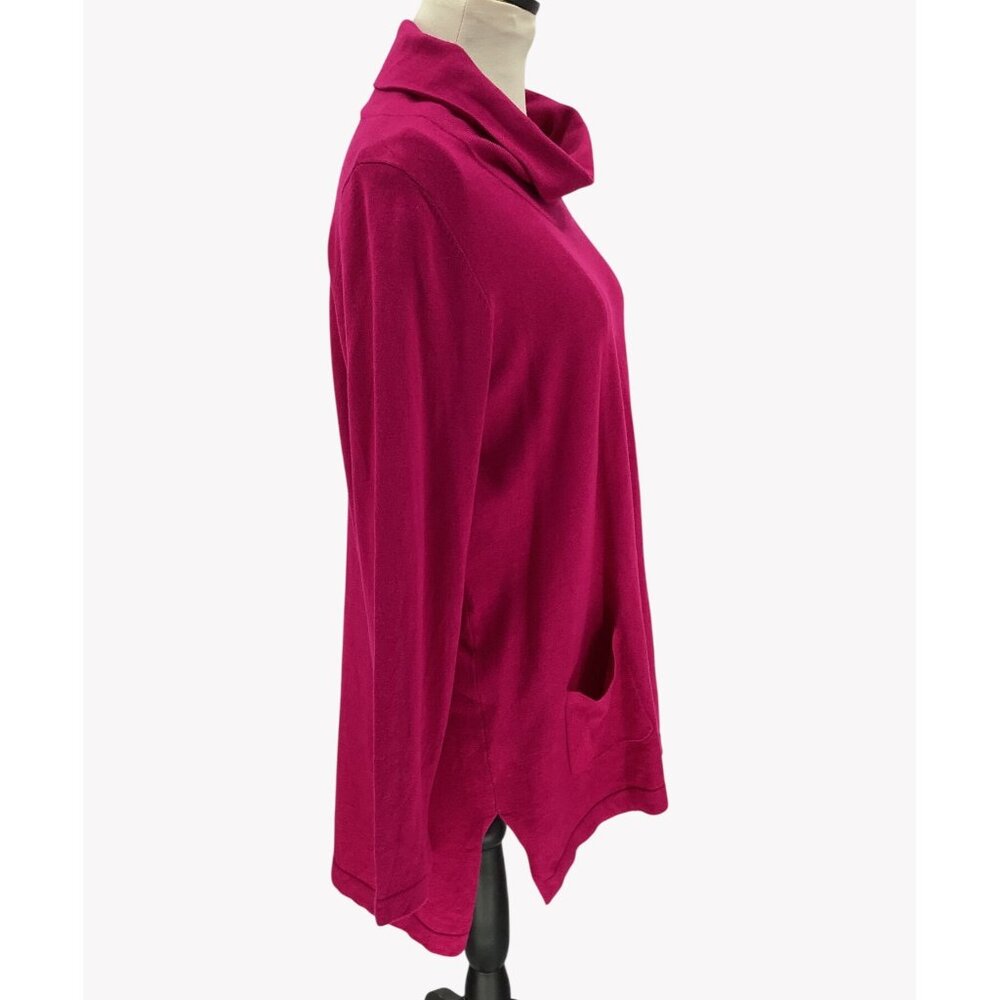 Erin London Cowl Neck Long Sleeve Fuchsia Tunic Top With Pockets  Womens Size L - Picture 3 of 7